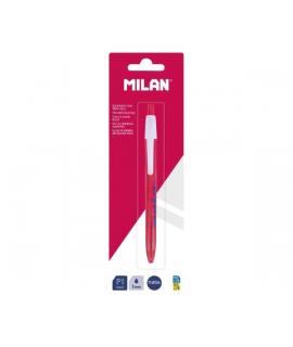 Milan P1 Nata® 624 Boligrafo de Bola Retractil - Punta Redonda 1mm - Tinta Color Azul - Cuerpo de Color Rosa/Blanco