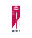 Milan P1 Nata® 624 Boligrafo de Bola Retractil - Punta Redonda 1mm - Tinta Color Azul - Cuerpo de Color Rosa/Blanco