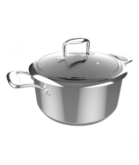 Cecotec Polka Classy Olla de 24cm de Diametro - Capacidad de 4L - Acero Inoxidable 18/10 - Tapa de Cristal y Acero - Revestimien