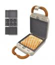 Cecotec Rock'nToast Retro One Beige Sandwichera 3 en 1 - 700W - Placas Intercambiables - Estilo Retro - Antiadherente - Asa y Ci