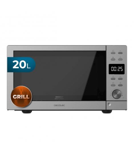 Cecotec GrandHeat 2010 Flatbed Microondas sin Plato - Potencia de 700W - Capacidad 20L - Grill 900W - 9 Funciones Preconfigurada