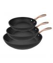 Cecotec Polka Fantasy Golden Pack de 3 Sartenes de 20, 24 y 28cm - Aluminio Forjado - Mango en Acero Inoxidable - Antiadherente 