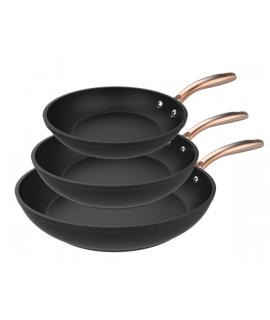 Cecotec Polka Fantasy Golden Pack de 3 Sartenes de 20, 24 y 28cm - Aluminio Forjado - Mango en Acero Inoxidable - Antiadherente 