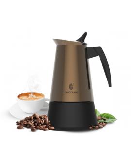 Cecotec Piccolina 400 Cafetera Italiana para 4 Tazas - Acero Inoxidable - Apta para Placas Electricas, Vitro y Gas - Junta de Si