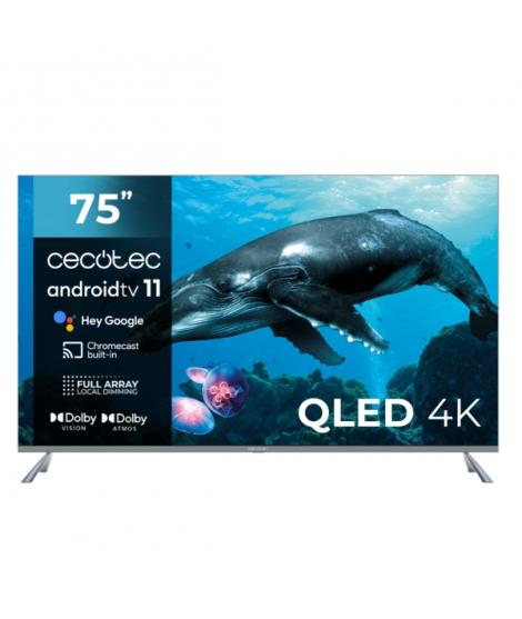 Cecotec V2 series VQU20075 Televisor Smart TV de 75" QLED con Resolucion 4K UHD - Android TV 11 - Dolby Vision and Atmos - HDR10