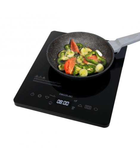 Cecotec Full Crystal Onyx Placa de Induccion Portatil - 2000W - Cristal de Alta Resistencia - Tactil - 10 Niveles - Temperatura 