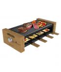 Cecotec Cheese and Grill 8200 Wood Black Raclette - 1200W - 8 Sartenes Antiadherentes - Placa Antiadherente de Acero - Superfici