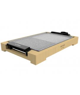 Cecotec Tasty and Grill 2000 Bamboo MixStone Plancha Electrica - 2000W - Grill y Plancha - Antiadherente - Bambu Natural - Termo