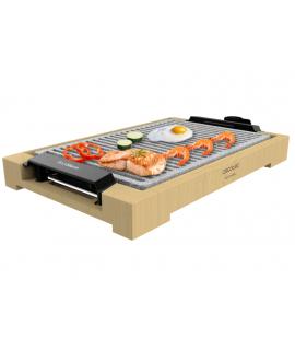 Cecotec Tasty and Grill 2000 Bamboo LineStone Plancha Electrica - 2000W - Antiadherente - Estructura Bambu - Termostato Regulabl