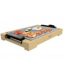 Cecotec Tasty and Grill 2000 Bamboo LineStone Plancha Electrica - 2000W - Antiadherente - Estructura Bambu - Termostato Regulabl