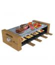 Cecotec Cheese and Grill 8600 Wood AllStone Raclette - Potencia de 1200W - 8 Sartenes Antiadherentes - Placa Piedra Natural - Te