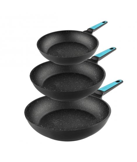 Cecotec Polka Platinum Thunder Pack de 3 Sartenes de 20, 24 y 28cm - Aluminio Forjado - Revestimiento Teflon sin PFOA - Apto Lav