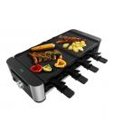 Cecotec Cheese and Grill 16000 Inox Black Raclette - 1400W - Amplia Superficie de 40x22cm - Termostato - 8 Sartenes Antiadherent