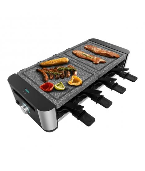 Cecotec Cheese and Grill 16000 Inox AllStone Raclette - 1400W - Placa de Piedra Natural - Superficie 40x22cm - Termostato - 8 Sa