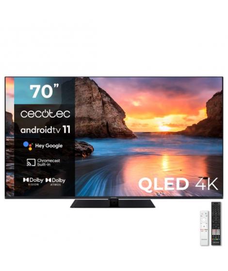 Cecotec V1+ series VQU11070Z+ Televisor Smart TV sin Marco de 70" QLED 4K UHD - Android TV 11 - Dolby Atmos y Vision - Chromecas