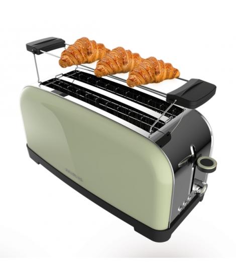 Cecotec Toastin' Time 1500 Tostadora de Doble Ranura Larga - 1500W - Ranura Ancha - Acero Inoxidable - Calienta Panecillos - Apa