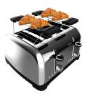 Cecotec Toastin' Time 1700 Double Tostadora de 4 Ranuras Anchas - 1700W - Calienta Panecillos - Autocentrado - Bandeja Recogemig