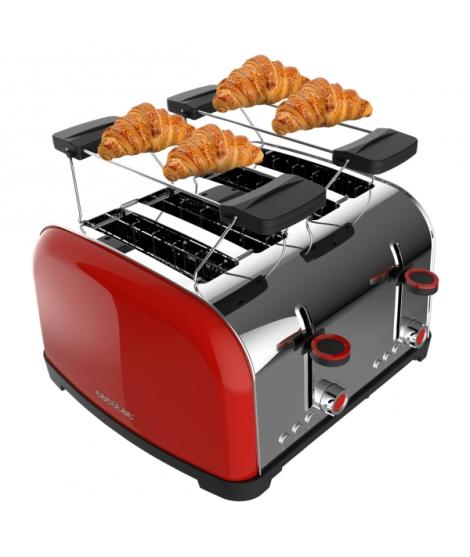 Cecotec Toastin' Time 1700 Double Tostadora de 4 Ranuras - 1700W - Ranura Ancha hasta 3.8cm - Acero Inoxidable - Calienta Paneci