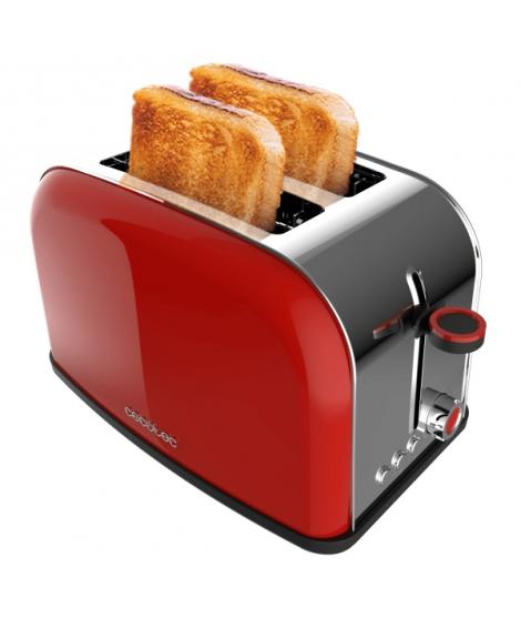 Cecotec Toastin' Time 850 Tostadora de Doble Ranura - Potencia de 850W - Ranura Ancha hasta 3.8cm - Acero Inoxidable - Apagado A