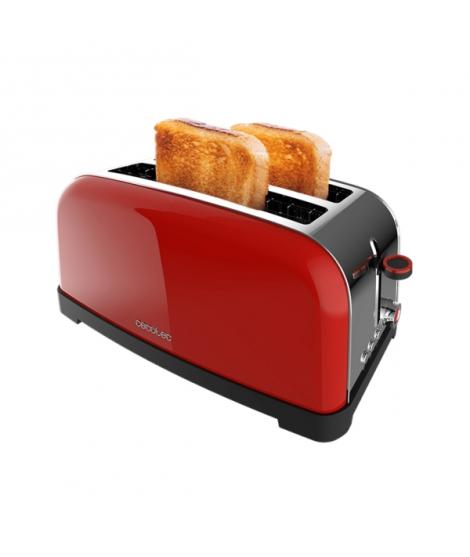 Cecotec Toastin' Time 1500 Tostadora de Doble Ranura Larga - 1500W - Ranura Ancha hasta 3.8cm - Acero Inoxidable - Apagado Autom