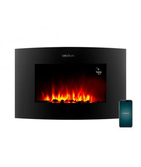 Cecotec ReadyWarm 3550 Chimenea Electrica de 35" - Potencia de 2000W - Control Wi-Fi - Mando a Distancia - Cristal Templado Curv