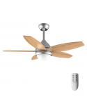 Cecotec EnergySilence Aero 495 Ventilador de Techo con 5 Aspas Reversibles de Madera Clara y Luz LED - 55W - Diametro de 42" - M