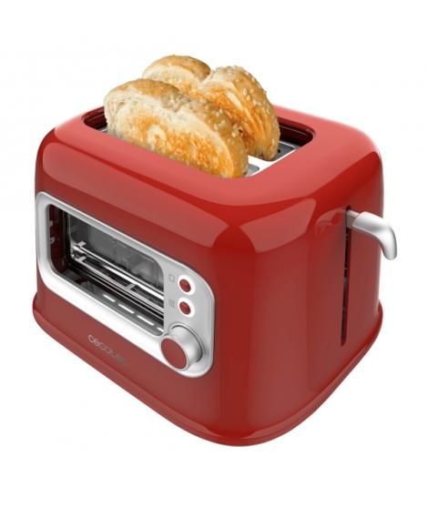 Cecotec RetroVision Tostadora de Doble Ranura Extra Ancha - Potencia de 700W - Ventana de Cristal - Estilo Retro - Cubierta Anti