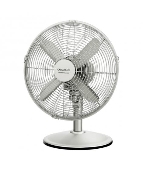 Cecotec EnergySilence 610 SteelDesk Ventilador de Sobremesa con 4 Aspas - 40W - Diametro 30cm - 3 Velocidades - Oscilacion Autom