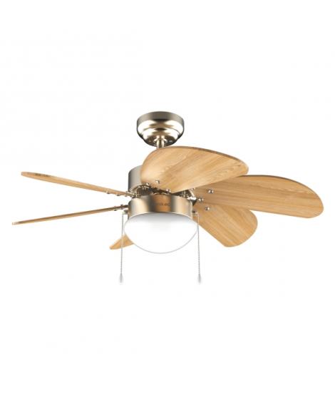 Cecotec EnergySilence Aero 360 GoldandWood Ventilador de Techo con 6 Aspas Reversibles y Lampara - 50W - Diametro de 36" - 3 Vel