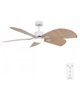 Cecotec EnergySilence Aero 5290 Natural Ventilador de Techo con Luz LED - 40W - Motor Dc - Aspas de Ratan Trenzado - Diametro de