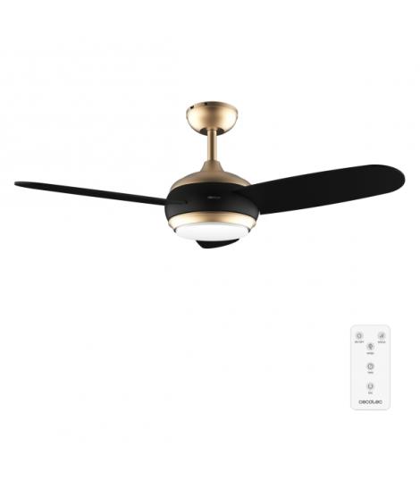 Cecotec EnergySilence Aero 4265 GoldBlack Ventilador de Techo con 3 Aspas y Luz Integrada - 65W - Diametro de 42" - LED de 18W -