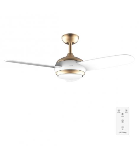 Cecotec EnergySilence Aero 4265 GoldWhite Ventilador de Techo con 3 Aspas y Luz Integrada - 65W - Diametro de 42" - LED de 18W -