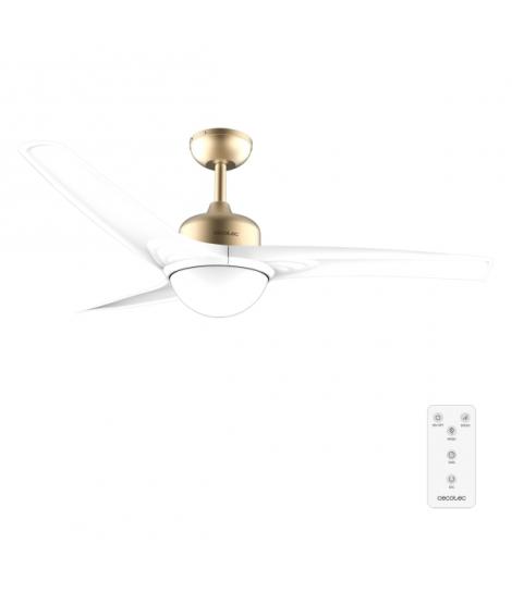 Cecotec EnergySilence Aero 560 GoldWhite Ventilador de Techo con 3 Aspas y Luz Integrada - 60W - Diametro de 52" - LED de 18W - 