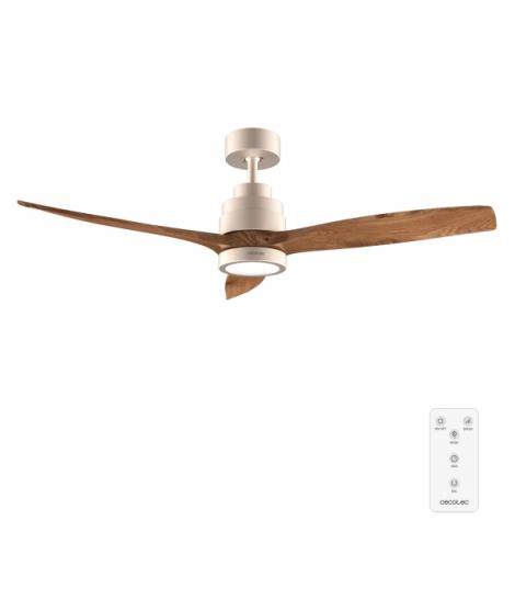 Cecotec EnergySilence Aero 5295 GoldBlack Ventilador de Techo con 3 Aspas y Luz - 35W - Diametro de 52" - LED de 18W - 6 Velocid