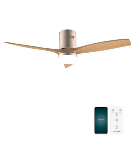 Cecotec EnergySilence Aero 5600 Aqua GoldWhiteWood Connected Ventilador de Techo con 3 Aspas y Luz - 40W - Diametro de 52" - LED