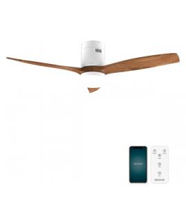 Cecotec EnergySilence Aero 5600 Aqua WhiteDarkWood Connected Ventilador de Techo con 3 Aspas y Luz LED Integrada - 40W - Diametr