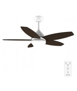 Cecotec EnergySilence Aero 4200 WhiteandDarkWood Ventilador de Techo con 5 Aspas y Luz - 53W - Diametro de 42" - 3 Tonos LED - T