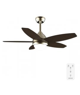 Cecotec EnergySilence Aero 4200 GoldDarkWood Ventilador de Techo con 5 Aspas de Madera y Luz - 53W - Diametro de 42" - LED - Tem