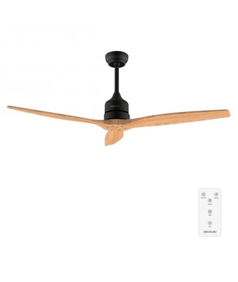 Cecotec EnergySilence Aero 5270 Black and WhiteWood Ventilador de Techo de 3 Aspas - 40W - Diametro de 52" - Temporizador - 6 Ve