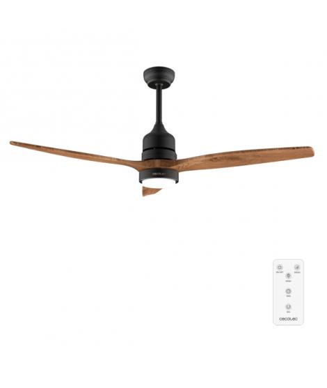 Cecotec EnergySilence Aero 5275 DarkWood Ventilador de Techo con 3 Aspas de Madera y Luz - 40W - Diametro de 52" - 3 Tonos LED -