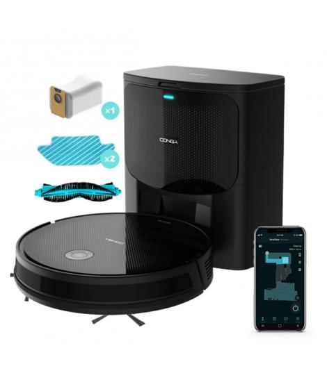 Cecotec Conga 2499 Ultra Home Titanium Robot Aspirador 3 en 1 con Base de Autovaciado - 2100Pa - Navegacion Giroscopica - Capaci