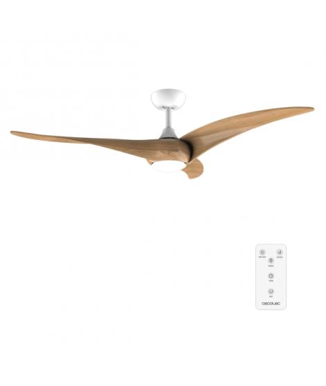 Cecotec EnergySilence Aero 5295 WhiteWood Ventilador de Techo con 3 Aspas de Madera y Luz - 40W - Diametro de 54" - 3 Tonos LED 