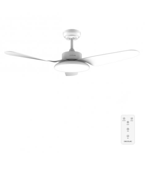 Cecotec EnergySilence Aero 5200 Light White Ventilador de Techo con 3 Aspas y Luz - 40W - Diametro de 43" - 3 Tonos LED - 6 Velo