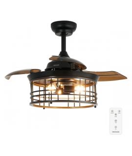 Cecotec EnergySilence Aero 3600 Invisible Metallic Style Ventilador de Techo con 3 Aspas y Luz - 25W - Aspas Retractiles - Diame