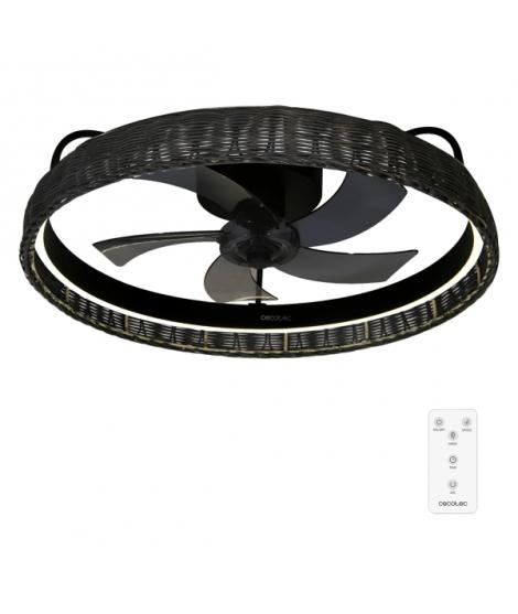 Cecotec EnergySilence LampAero 600 Black Design Ventilador de Techo con 5 Aspas de 17" y Luz LED - 20W - LED con 3 Tonos - Tulip