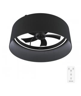Cecotec EnergySilence LampAero 650 Black Design Ventilador de Techo con 5 Aspas y Luz - 20W - Tulipa de Tela - 3 Tonos LED - Tem