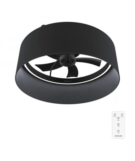 Cecotec EnergySilence LampAero 650 Black Design Ventilador de Techo con 5 Aspas y Luz - 20W - Tulipa de Tela - 3 Tonos LED - Tem