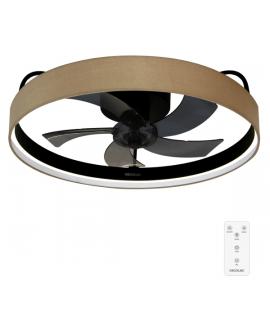 Cecotec EnergySilence LampAero 650 Beige Design Ventilador de Techo con 5 Aspas y Luz - 20W - Tulipa de Tela - 3 Tonos LED - Tem