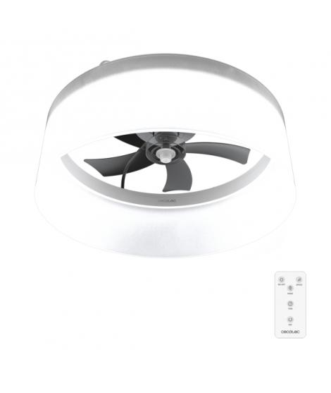 Cecotec EnergySilence LampAero 650 White Design Ventilador de Techo con Luz LED - 20W - Tulipa de Tela - 3 Tonos LED - Temporiza