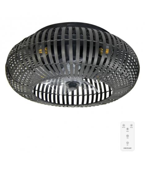 Cecotec EnergySilence LampAero 600 Natural DarkWood Ventilador de Techo con 5 Aspas y Luz - 20W - Tulipa de Madera Negra - 3 Ton